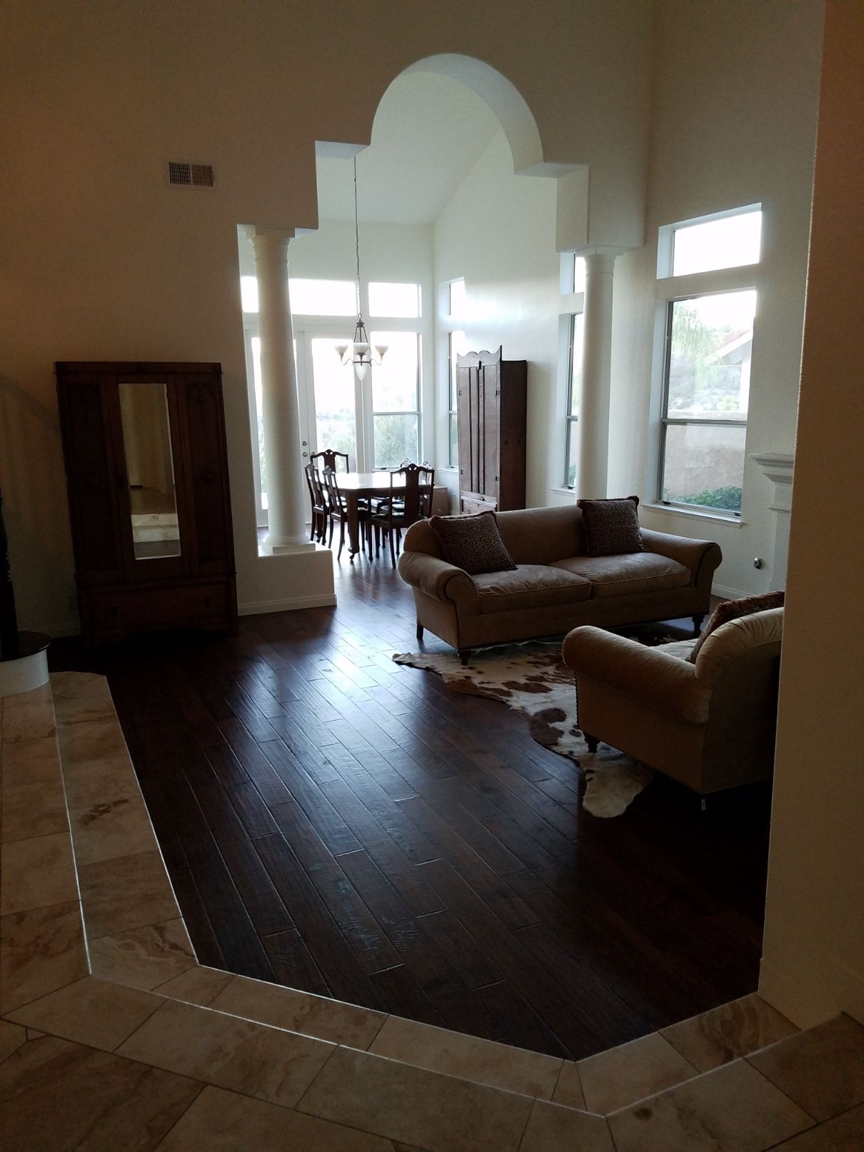 Elegant dark hardwood flooring in living space
