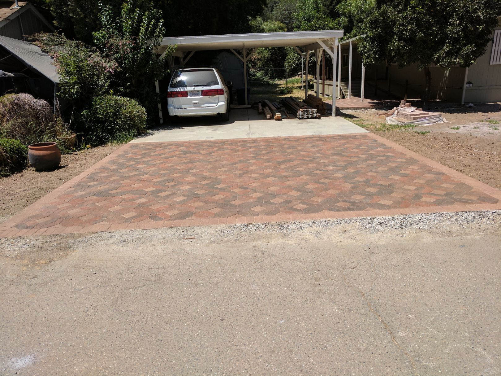 Brick paver driveway installation